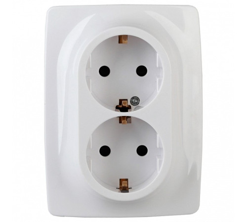 Розетка двойная с заземлением Эра Эра 12 12-2116-01