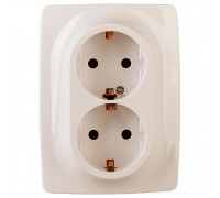 Розетка двойная с заземлением Эра Эра 12 12-2106-02
