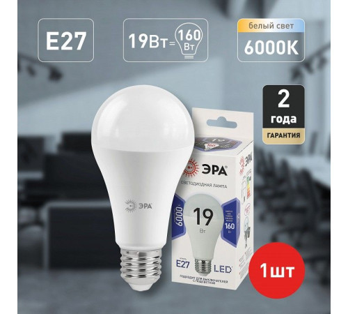 Лампа светодиодная Эра Стандарт LED A65-19W-860-E27