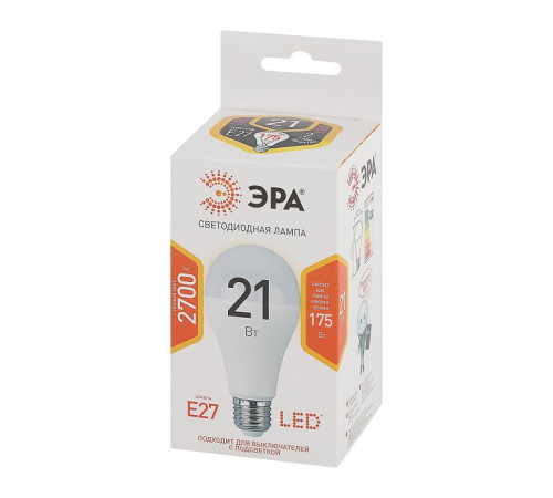Лампа светодиодная Эра Стандарт LED A65-21W-827-E27
