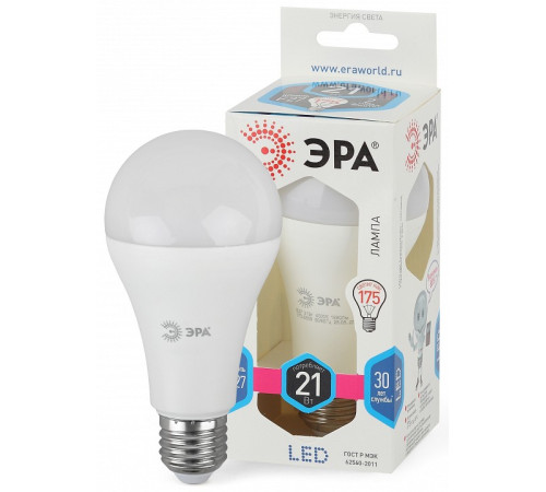 Лампа светодиодная Эра Стандарт LED A65-21W-840-E27