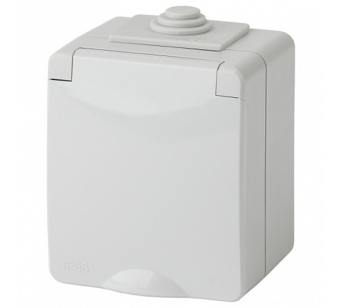 Розетка с заземлением с крышкой Эра Эра Эксперт 11-2601-03