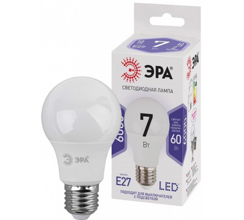 Лампа светодиодная Эра Стандарт LED A60-7W-860-E27