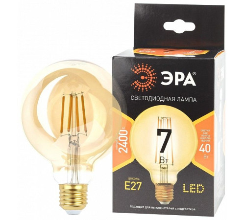 Лампа светодиодная Эра F-LED F-LED G95-7W-824-E27 gold