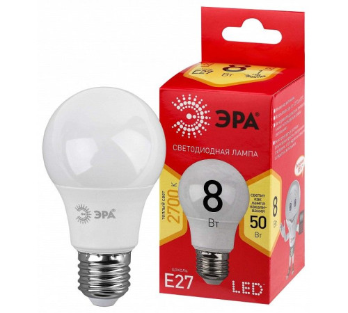 Лампа светодиодная Эра LED A55-8W-827-E27 R