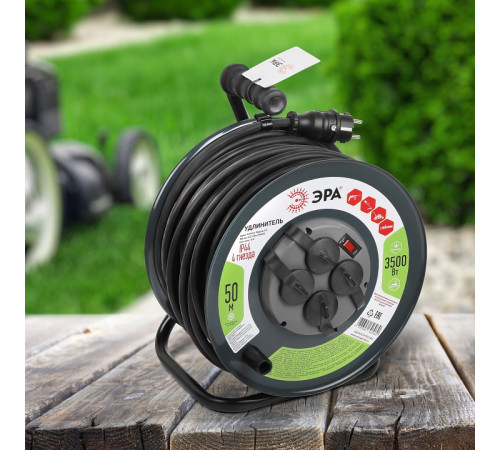 Удлинитель с выключателем Эра RMx-4es-3x2.5-50m-IP44(KG)