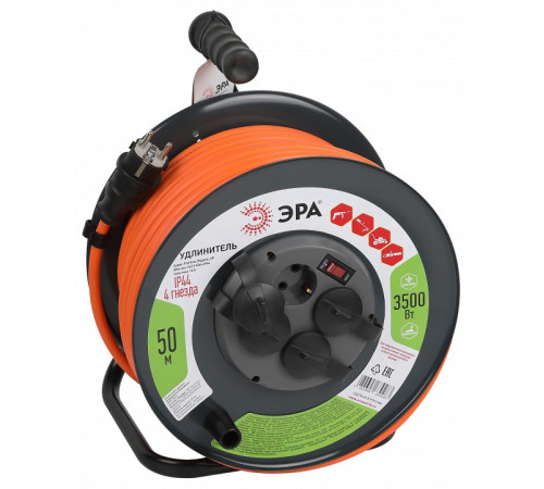 Удлинитель с выключателем Эра RMx-4es-3x2.5-50m-IP44