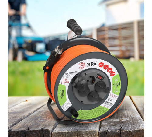 Удлинитель с выключателем Эра RMx-4es-3x2.5-50m-IP44