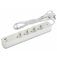 Удлинитель с выключателем ЭРА USF-4es-1,5m-2xUSBAC-W 4 розетки 1.5 м USB-A+C белый USF-4es-1,5m-2xUSBAC-W