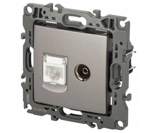 ТВ-розетка и розетка Ethernet RJ-45 без рамки Эра Эра 12 12-3110-16