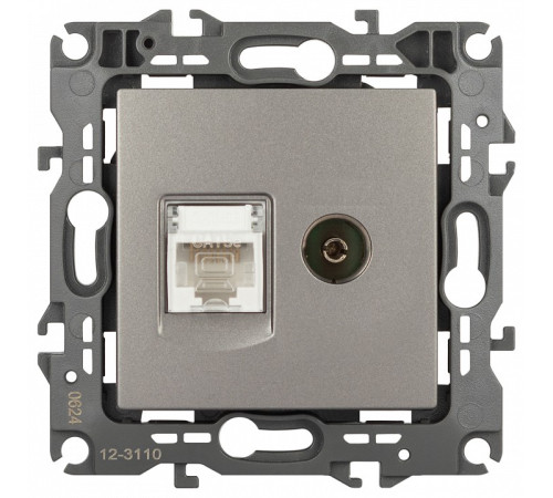 ТВ-розетка и розетка Ethernet RJ-45 без рамки Эра Эра 12 12-3110-16