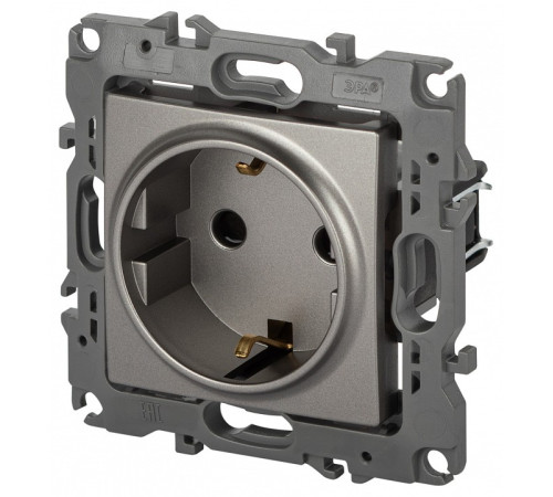 Розетка с заземлением и со шторкой, без рамки Эра Эра 12 12-2102-16