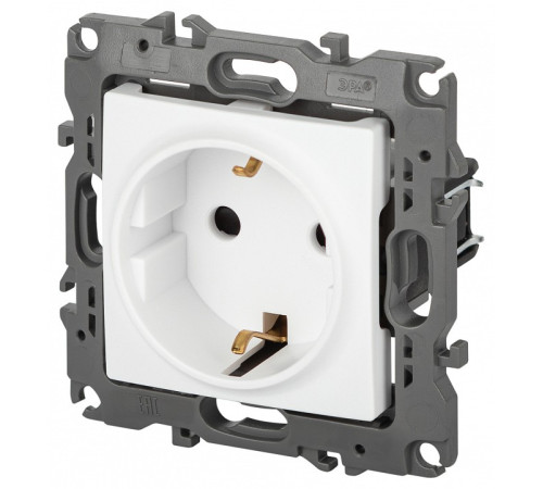 Розетка с заземлением и со шторкой, без рамки Эра Эра 12 12-2102-01М