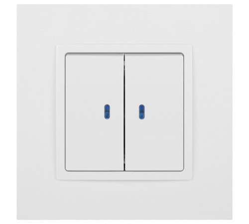 Выключатель двухклавишный с подсветкой без рамки Эра Эра Elegance 14-1105-01М