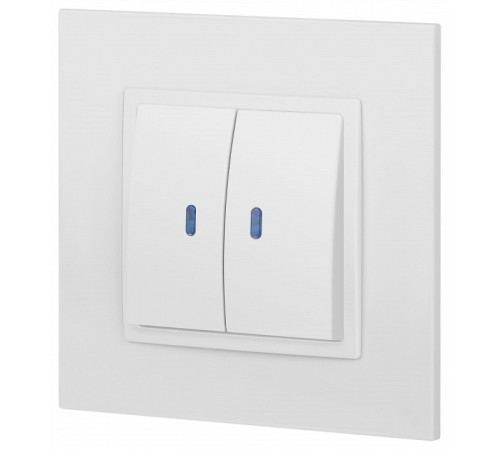 Выключатель двухклавишный с подсветкой без рамки Эра Эра Elegance 14-1105-01М