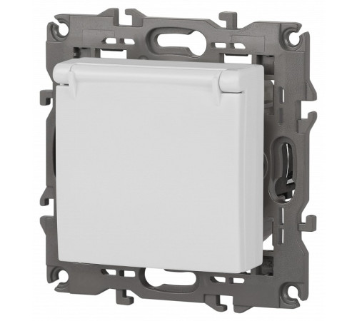 Розетка с заземлением и со шторкой, без рамки с крышкой Эра Эра Elegance 14-2103-01М