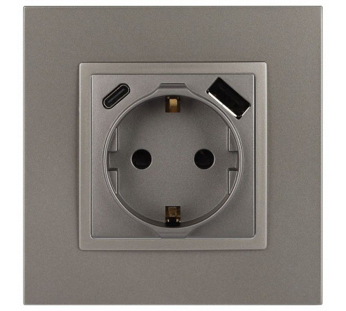 Розетка с заземлением и со шторкой и 2хUSB, без рамки Эра Эра Elegance 14-4108-16