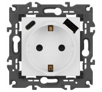 Розетка с заземлением и со шторкой и 2хUSB, без рамки Эра Эра Elegance 14-4108-01М