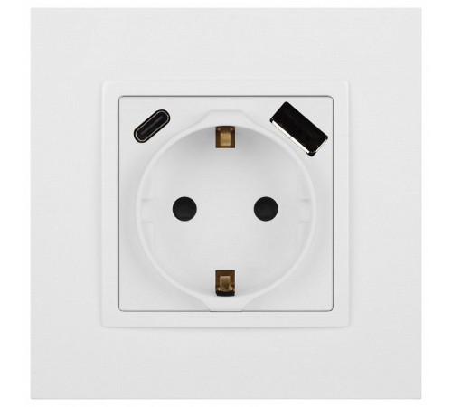 Розетка с заземлением и со шторкой и 2хUSB, без рамки Эра Эра Elegance 14-4108-01М