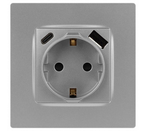 Розетка с заземлением и со шторкой и 2хUSB, без рамки Эра Эра 12 12-4108-03