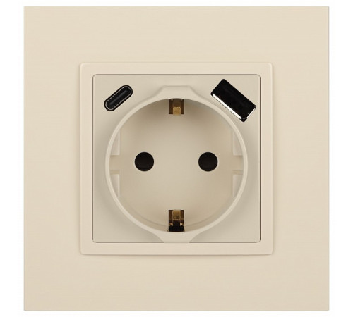 Розетка с заземлением и со шторкой и 2хUSB, без рамки Эра Эра Elegance 14-4108-02