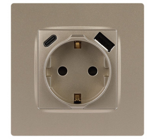 Розетка с заземлением и со шторкой и 2хUSB, без рамки Эра Эра 12 12-4108-04