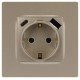 Розетка с заземлением и со шторкой и 2хUSB, без рамки Эра Эра 12 12-4108-04