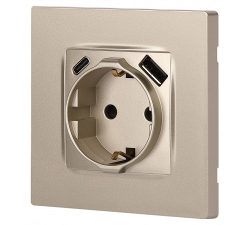 Розетка с заземлением и со шторкой и 2хUSB, без рамки Эра Эра 12 12-4108-04