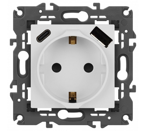 Розетка с заземлением и со шторкой и 2хUSB, без рамки Эра Эра Elegance 14-4108-01