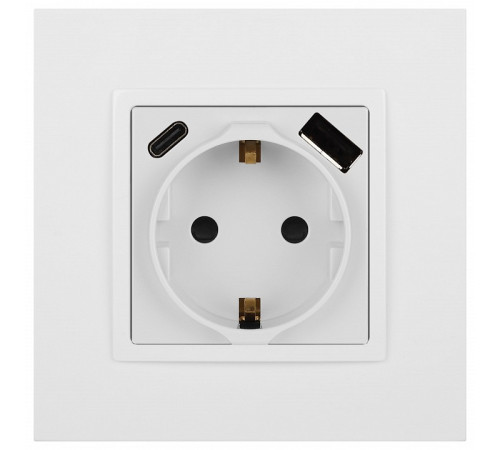 Розетка с заземлением и со шторкой и 2хUSB, без рамки Эра Эра Elegance 14-4108-01