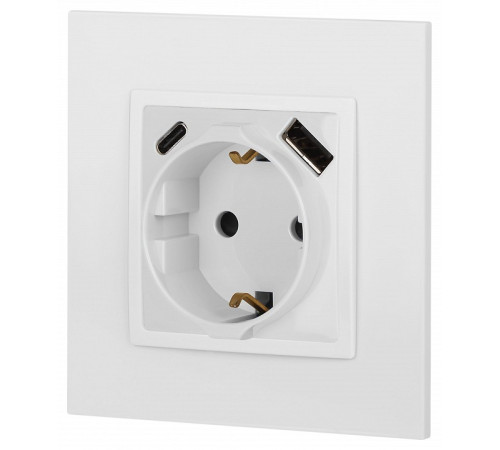 Розетка с заземлением и со шторкой и 2хUSB, без рамки Эра Эра Elegance 14-4108-01