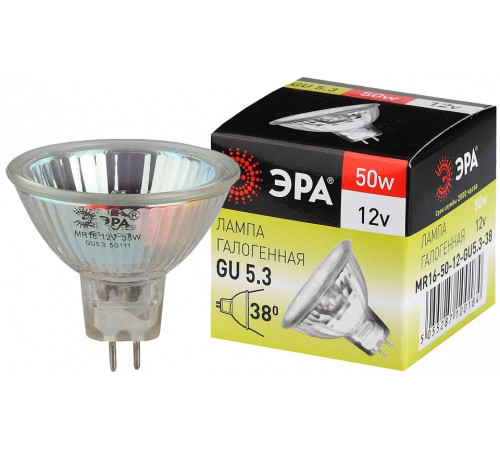 Лампа галогеновая Эра GU5.3-MR16-50W-12V-CL