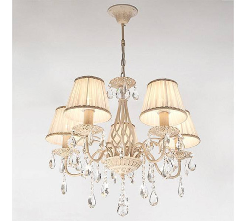 Подвесная люстра Eurosvet Amelia 10054/5 белый с золотом/прозрачный хрусталь Strotskis