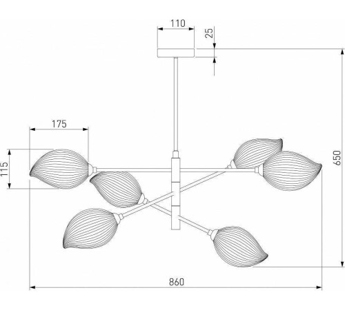 Люстра на штанге Eurosvet Sinki 30189/6 черный