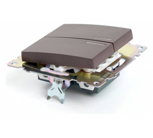 Выключатель двухклавишный с подсветкой без рамки Stekker Катрин 49021