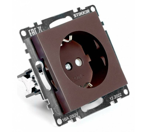 Розетка с заземлением и шторками без рамки Stekker Катрин 49028