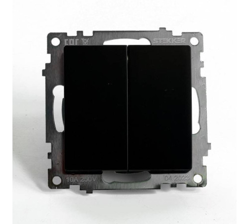 Выключатель двухклавишный без рамки Stekker Катрин 49167