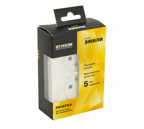 Розетка двойная без заземления и с шторкой, без рамки Stekker RST16-5116-01 49877