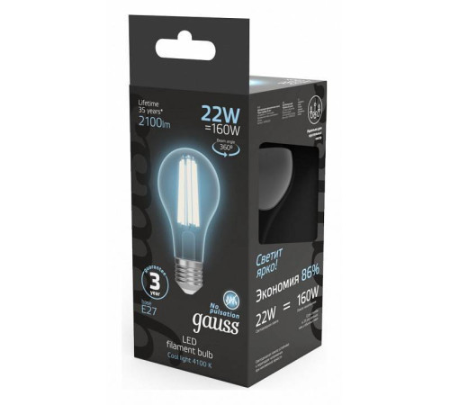Лампа светодиодная Gauss Filament E27 22Вт 4100K 102902222