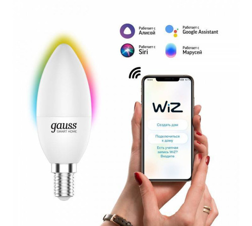 Лампа светодиодная с управлением через Wi-Fi Gauss Smart Home E14 5Вт 2700-6500K 1190112