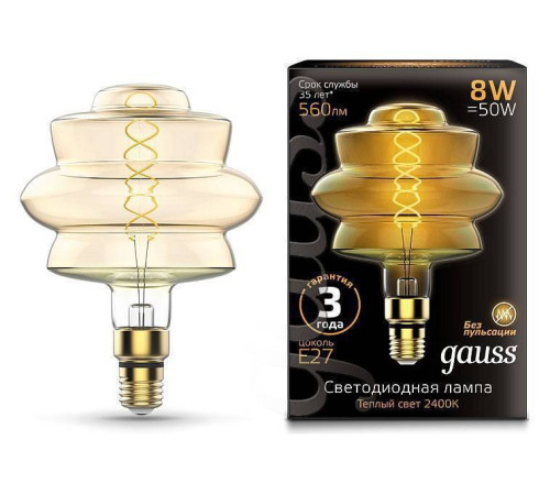 Лампа светодиодная Gauss LOFT Led Vintage Filament Flexible E27 8Вт 2400K 161802008