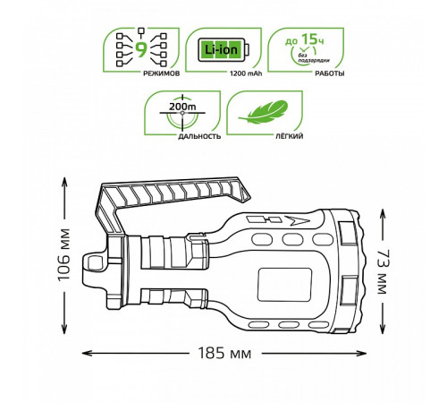 Фонарь ручной Gauss GF209