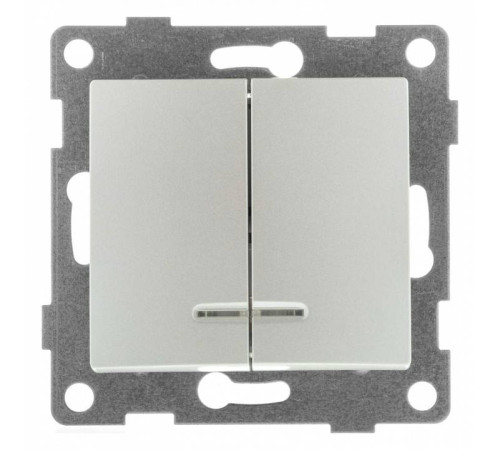Выключатель двухклавишный с подсветкой без рамки Gusi Electric BRAVO С10В28-028
