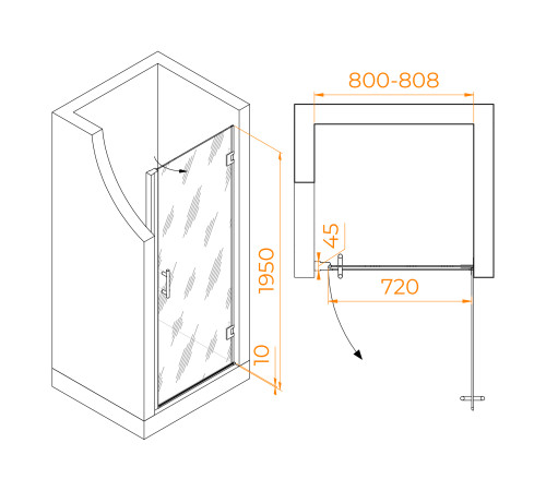 Душевая дверь RGW Hotel HO-011 800 мм хром 350601108-11