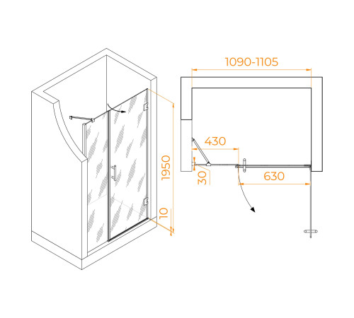 Душевая дверь RGW Hotel HO-012B 1100 мм черный 350601211-14