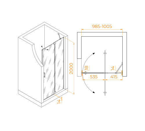 Душевая дверь RGW Hotel HO-014 1000 мм 350601410-21