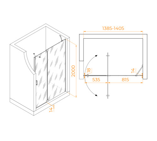 Душевая дверь RGW Hotel HO-014B 1400 мм черный 350601414-24