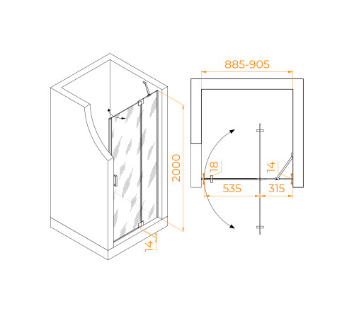 Душевая дверь RGW Hotel HO-014 900 мм 350601409-11