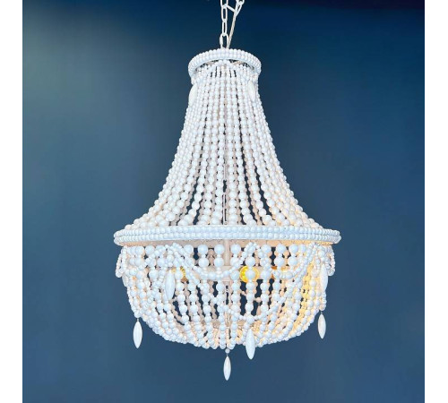 Подвесная люстра Imperiumloft Rh Anselme White Wood Large Chandelier 40.1934-0