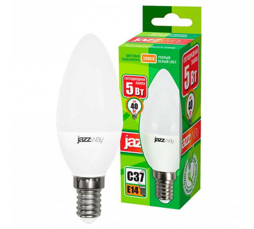 Лампа светодиодная Jazzway PLED-ECO-C37 5w E14 3000K